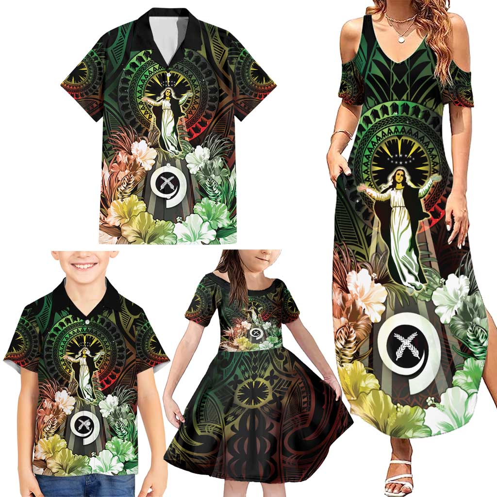 Vanuatu Happy Assumption Day Family Matching Summer Maxi Dress and Hawaiian Shirt LT05 - Polynesian Pride