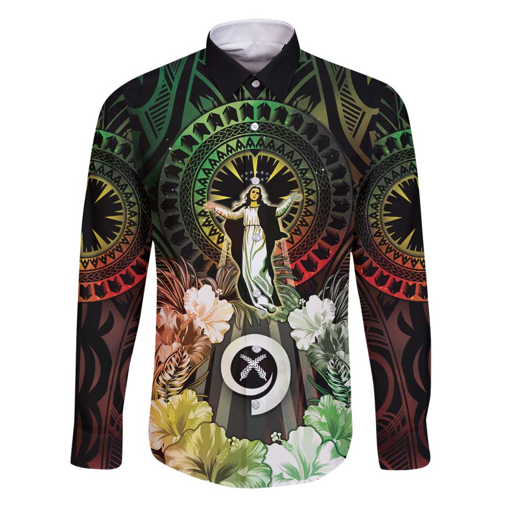Vanuatu Happy Assumption Day Family Matching Tank Maxi Dress and Hawaiian Shirt LT05 Dad's Shirt - Long Sleeve Reggae - Polynesian Pride