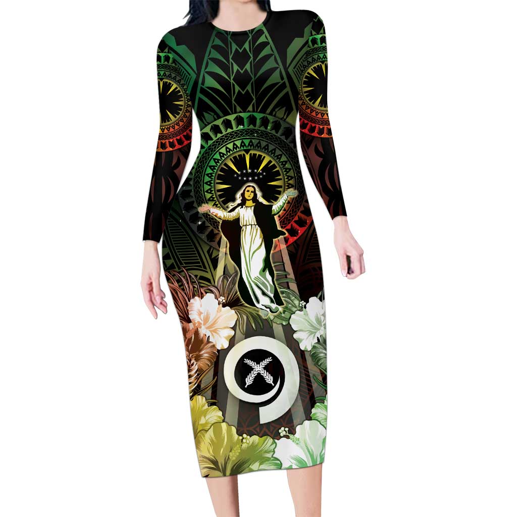 Vanuatu Happy Assumption Day Long Sleeve Bodycon Dress