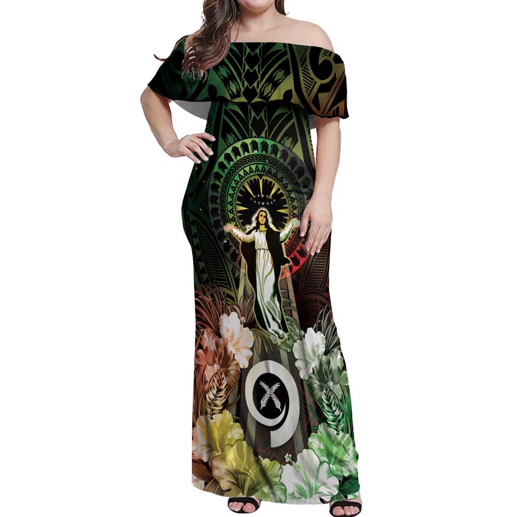 Vanuatu Happy Assumption Day Off Shoulder Maxi Dress