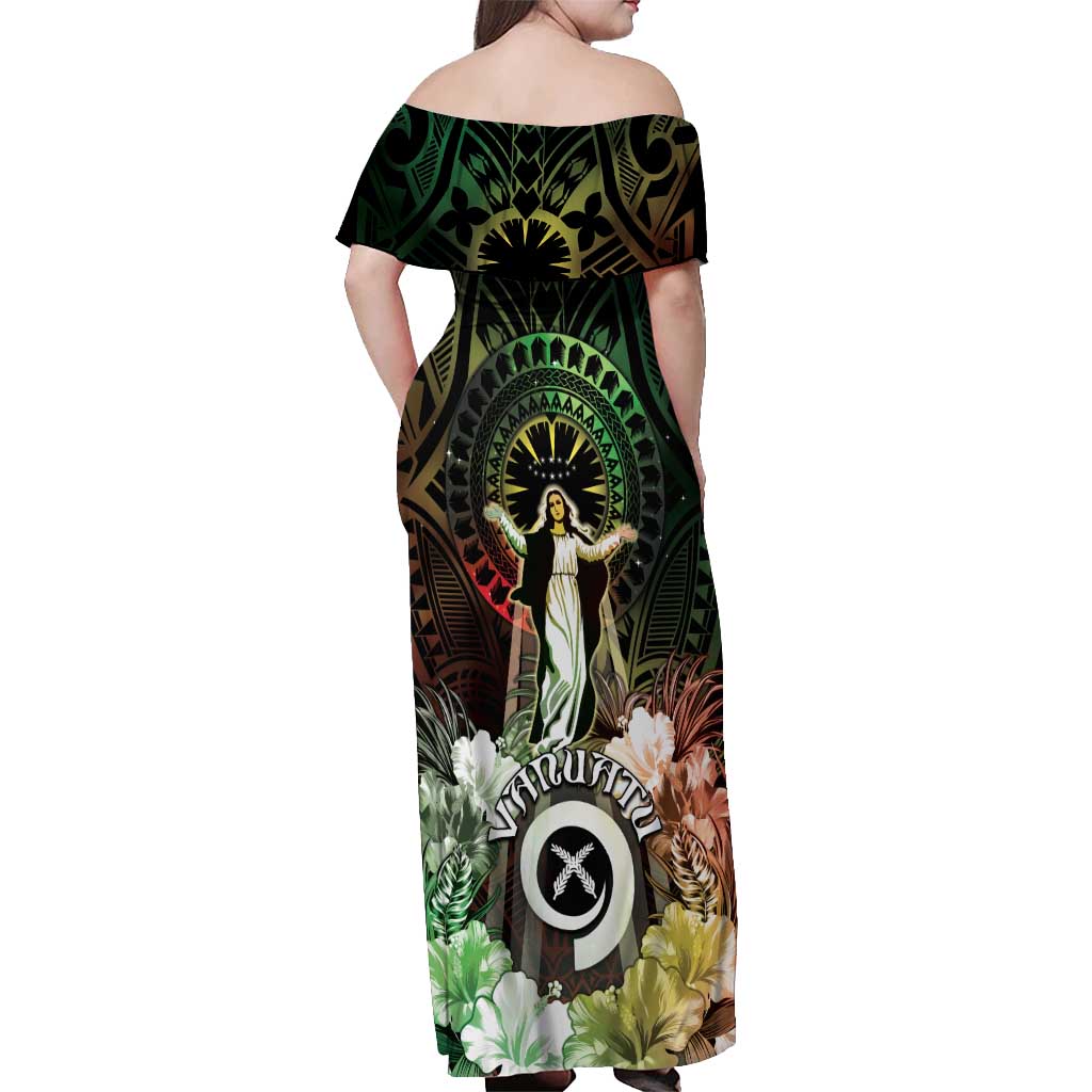 Vanuatu Happy Assumption Day Off Shoulder Maxi Dress LT05 - Polynesian Pride