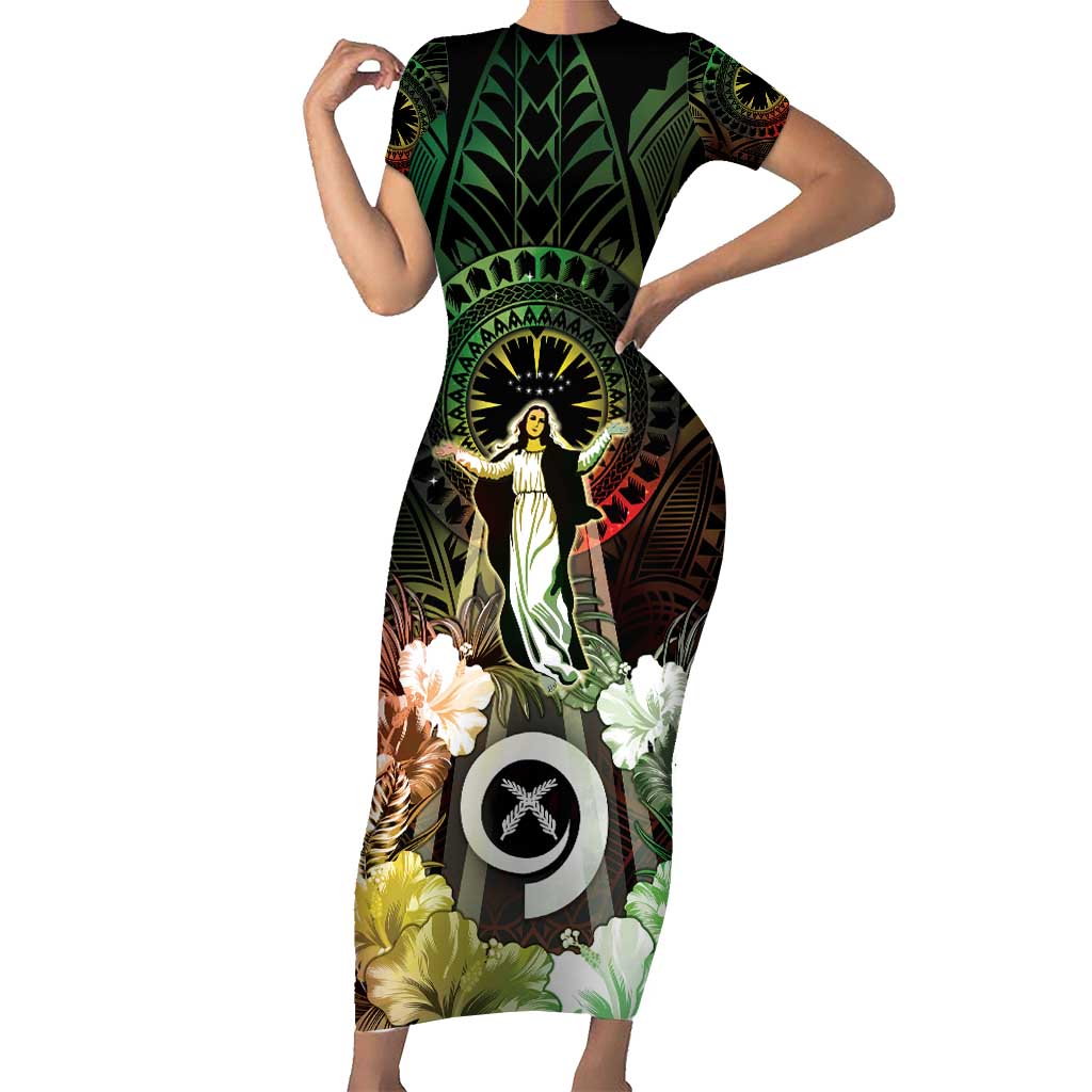 Vanuatu Happy Assumption Day Short Sleeve Bodycon Dress