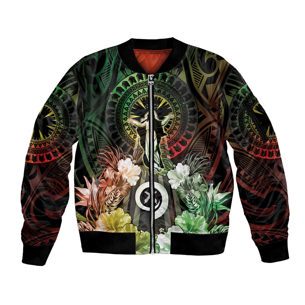 Vanuatu Happy Assumption Day Sleeve Zip Bomber Jacket