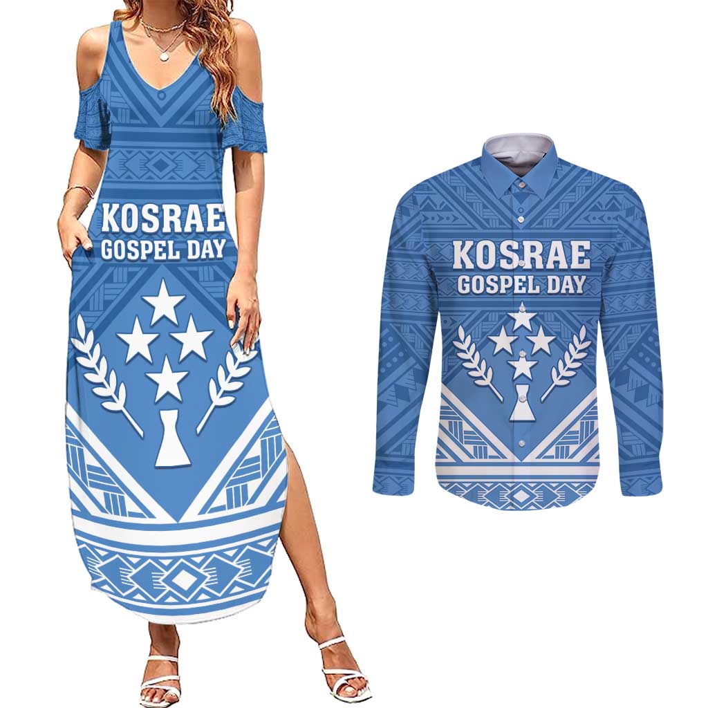 Personalised Kosrae State Gospel Day Couples Matching Summer Maxi Dress and Long Sleeve Button Shirt Simple Style