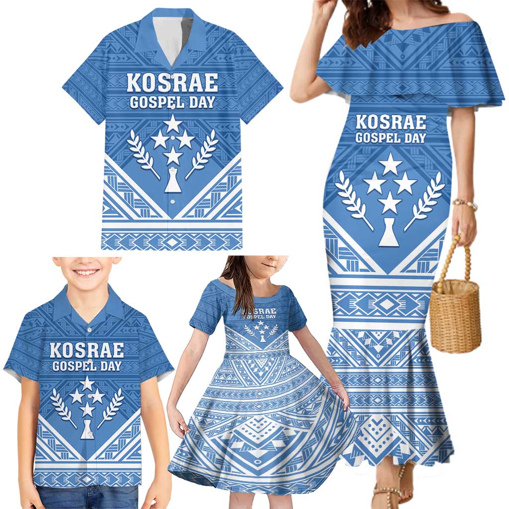 Personalised Kosrae State Gospel Day Family Matching Mermaid Dress and Hawaiian Shirt Simple Style