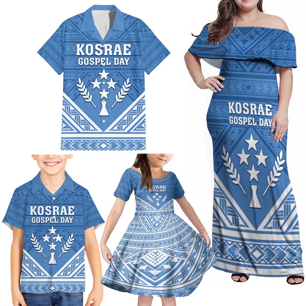 Personalised Kosrae State Gospel Day Family Matching Off Shoulder Maxi Dress and Hawaiian Shirt Simple Style