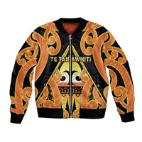 Personalised New Zealand Te Tairawhiti Bomber Jacket Maori Koru Pattern LT05 Unisex Orange - Polynesian Pride
