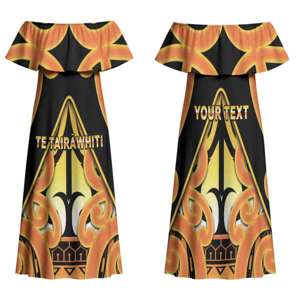 Personalised New Zealand Te Tairawhiti Family Matching Off Shoulder Maxi Dress and Hawaiian Shirt Maori Koru Pattern LT05 Mom's Dress Orange - Polynesian Pride