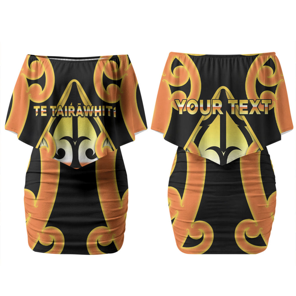 Personalised New Zealand Te Tairawhiti Family Matching Off Shoulder Short Dress and Hawaiian Shirt Maori Koru Pattern LT05 Mom's Dress Orange - Polynesian Pride