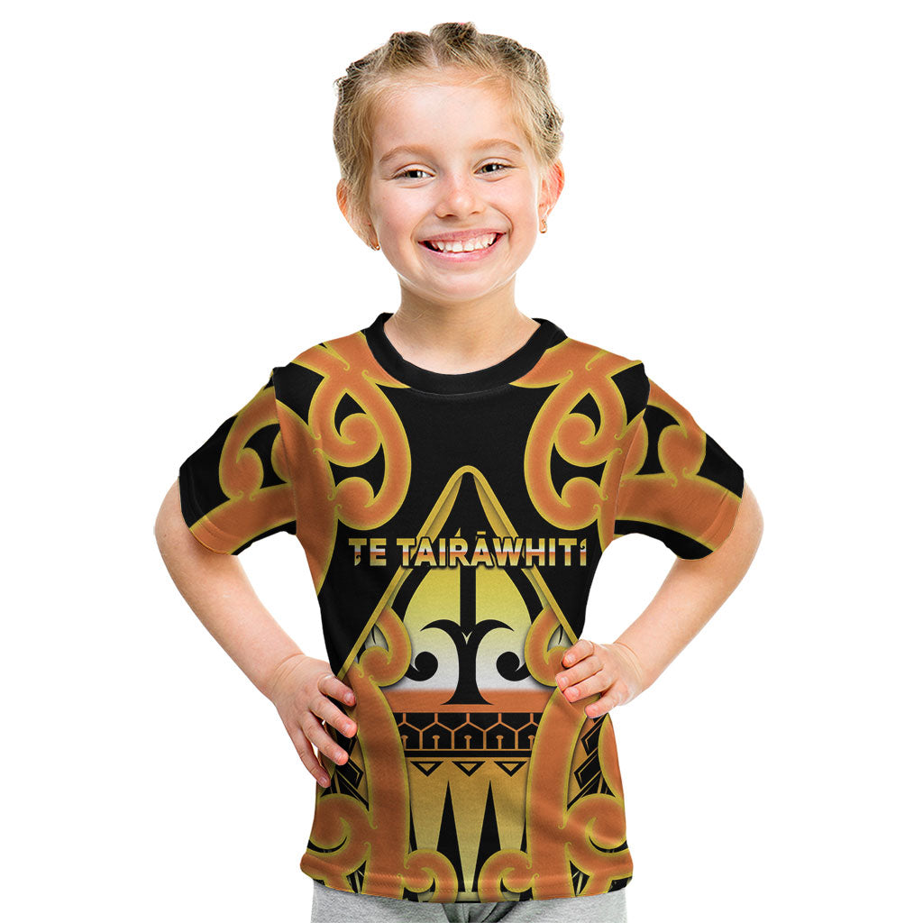 Personalised New Zealand Te Tairawhiti Kid T Shirt Maori Koru Pattern LT05 Orange - Polynesian Pride