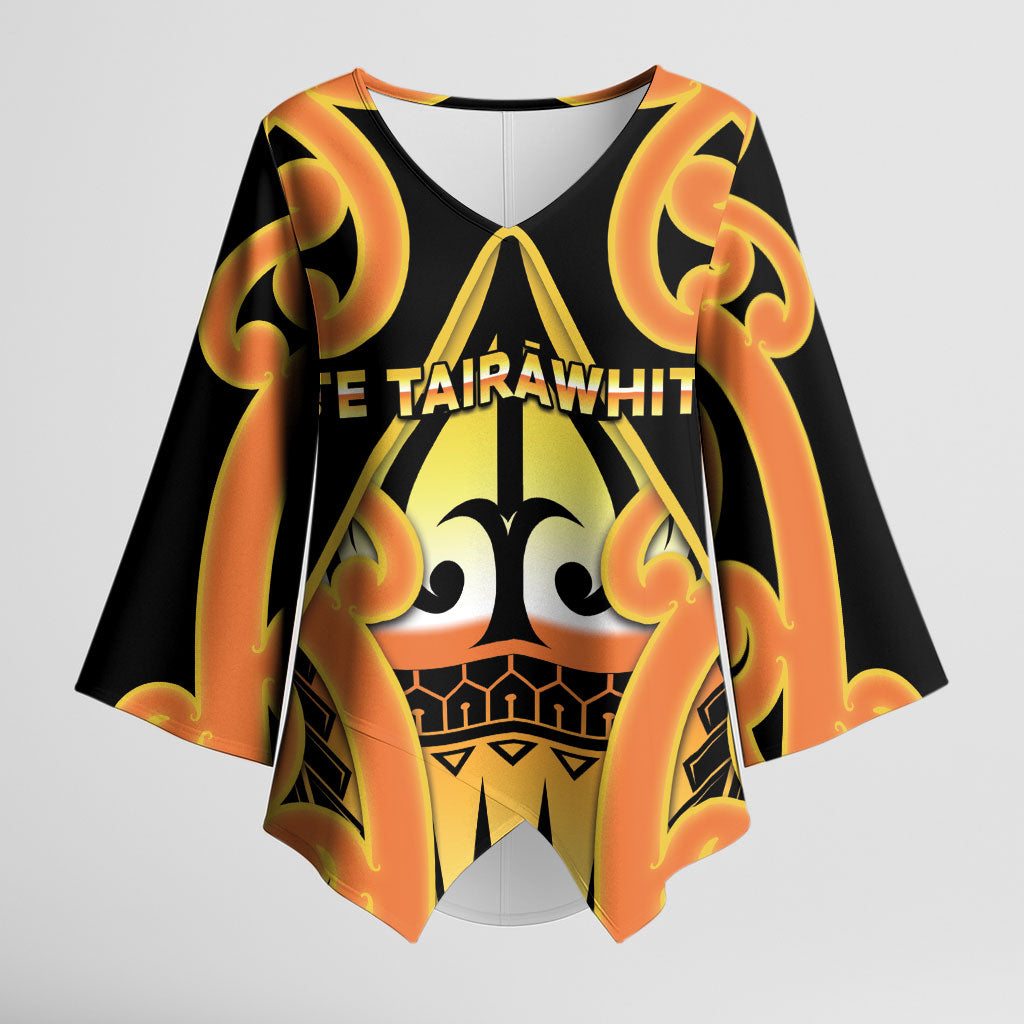 Personalised New Zealand Te Tairawhiti Kimono Sleeve Blouse Maori Koru Pattern LT05 Female Orange - Polynesian Pride