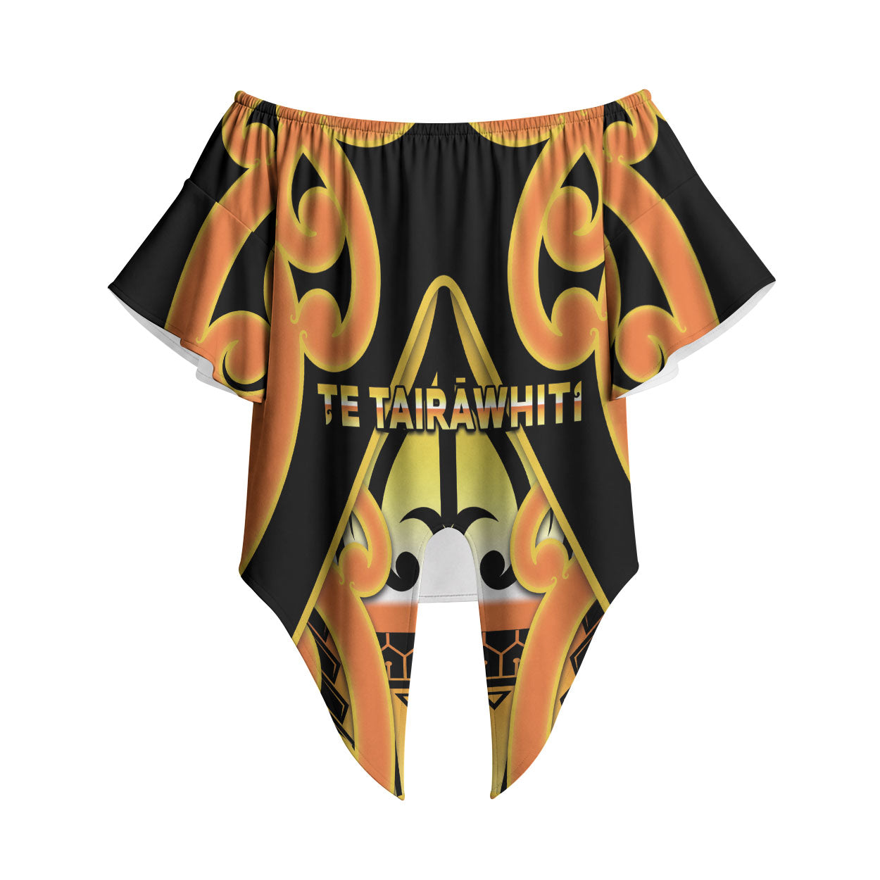 Personalised New Zealand Te Tairawhiti Off Shoulder Wrap Waist Top Maori Koru Pattern LT05 Orange - Polynesian Pride