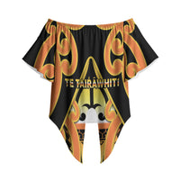 Personalised New Zealand Te Tairawhiti Off Shoulder Wrap Waist Top Maori Koru Pattern LT05 Orange - Polynesian Pride