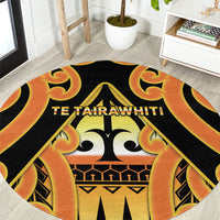 New Zealand Te Tairawhiti Round Carpet Maori Koru Pattern LT05 Orange - Polynesian Pride