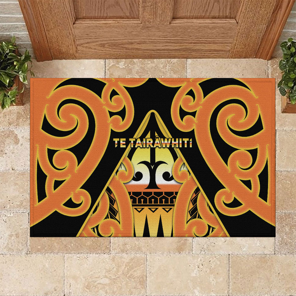 New Zealand Te Tairawhiti Rubber Doormat Maori Koru Pattern LT05 Orange - Polynesian Pride