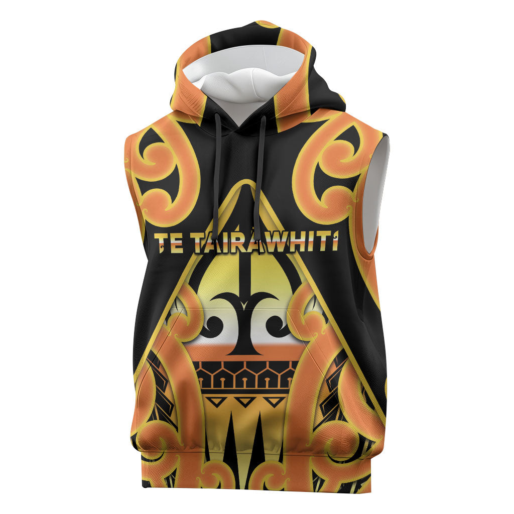 Personalised New Zealand Te Tairawhiti Sleeveless Hoodie Maori Koru Pattern LT05 Orange - Polynesian Pride