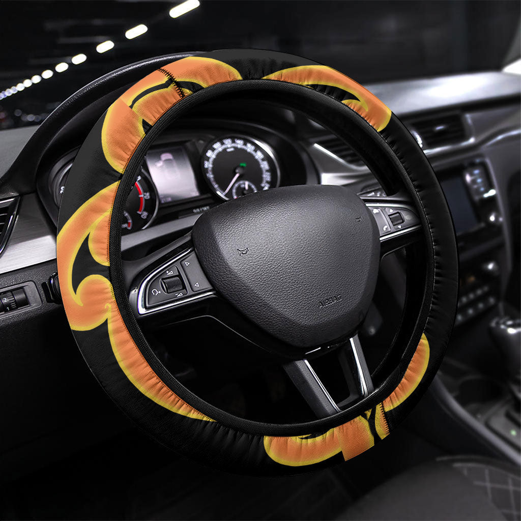 New Zealand Te Tairawhiti Steering Wheel Cover Maori Koru Pattern LT05 Universal Fit Orange - Polynesian Pride