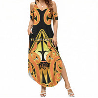 Personalised New Zealand Te Tairawhiti Summer Maxi Dress Maori Koru Pattern LT05 Women Orange - Polynesian Pride