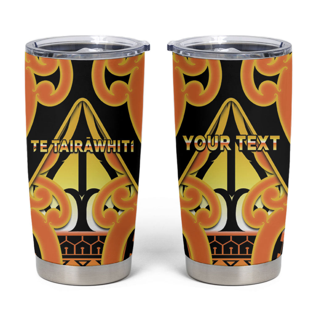 Personalised New Zealand Te Tairawhiti Tumbler Cup Maori Koru Pattern LT05 Orange - Polynesian Pride
