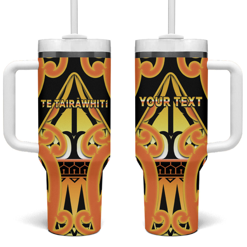 Personalised New Zealand Te Tairawhiti Tumbler With Handle Maori Koru Pattern LT05 One Size: 40 oz Orange - Polynesian Pride