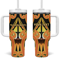 Personalised New Zealand Te Tairawhiti Tumbler With Handle Maori Koru Pattern LT05 One Size: 40 oz Orange - Polynesian Pride