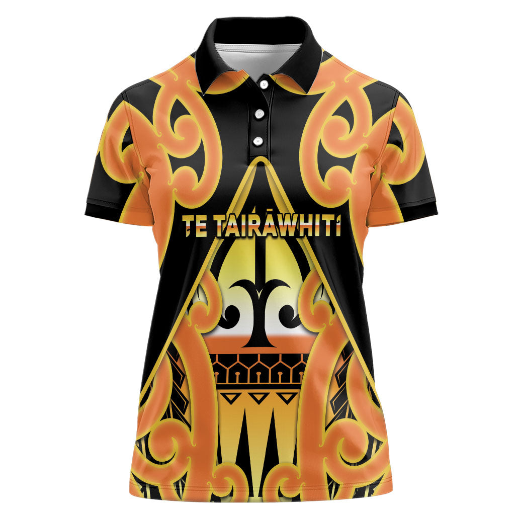 Personalised New Zealand Te Tairawhiti Women Polo Shirt Maori Koru Pattern LT05 Female Orange - Polynesian Pride