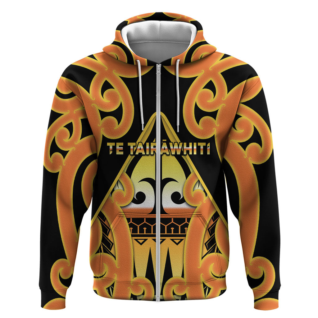 Personalised New Zealand Te Tairawhiti Zip Hoodie Maori Koru Pattern LT05 Zip Hoodie Orange - Polynesian Pride