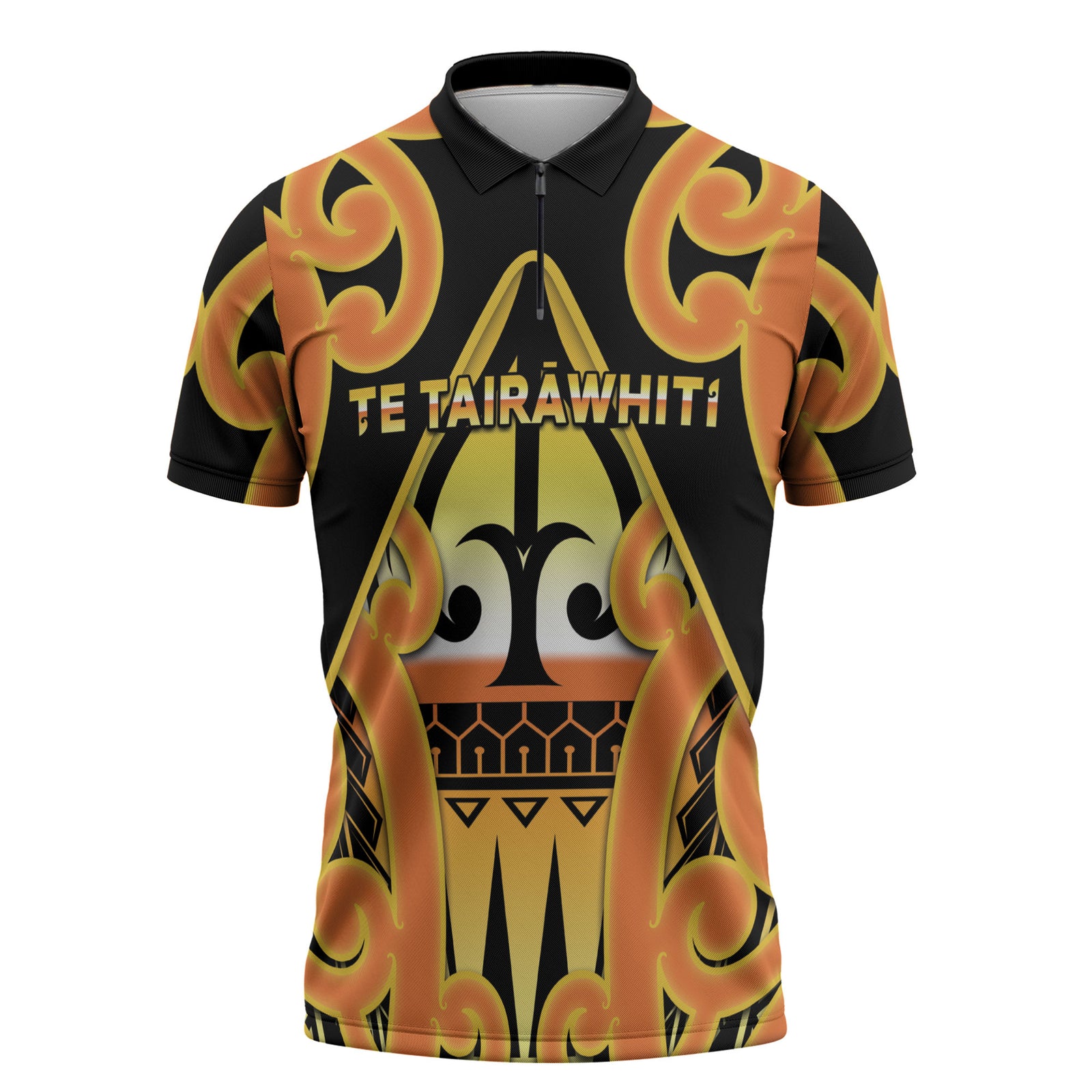 Personalised New Zealand Te Tairawhiti Zipper Polo Shirt Maori Koru Pattern LT05 Orange - Polynesian Pride