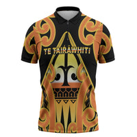 Personalised New Zealand Te Tairawhiti Zipper Polo Shirt Maori Koru Pattern LT05 Orange - Polynesian Pride