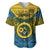 Vanuatu Sanma Province Baseball Jersey Coat Of Arms And Namele Fern Polynesian Pattern LT05 Yellow - Polynesian Pride