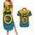 Vanuatu Sanma Province Couples Matching Summer Maxi Dress and Hawaiian Shirt Coat Of Arms And Namele Fern Polynesian Pattern LT05 Yellow - Polynesian Pride