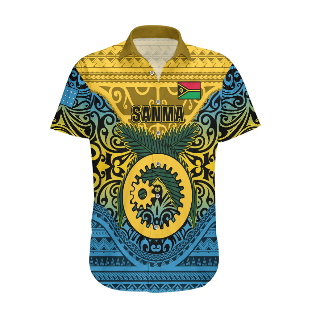 Vanuatu Sanma Province Hawaiian Shirt Coat Of Arms And Namele Fern Polynesian Pattern LT05 Yellow - Polynesian Pride
