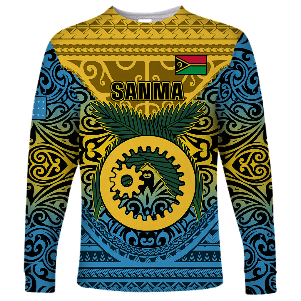 Vanuatu Sanma Province Long Sleeve Shirt Coat Of Arms And Namele Fern Polynesian Pattern LT05 Unisex Yellow - Polynesian Pride