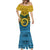 Vanuatu Sanma Province Mermaid Dress Coat Of Arms And Namele Fern Polynesian Pattern LT05 - Polynesian Pride