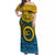 Vanuatu Sanma Province Off Shoulder Maxi Dress Coat Of Arms And Namele Fern Polynesian Pattern LT05 Women Yellow - Polynesian Pride