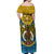 Vanuatu Sanma Province Off Shoulder Maxi Dress Coat Of Arms And Namele Fern Polynesian Pattern LT05 - Polynesian Pride