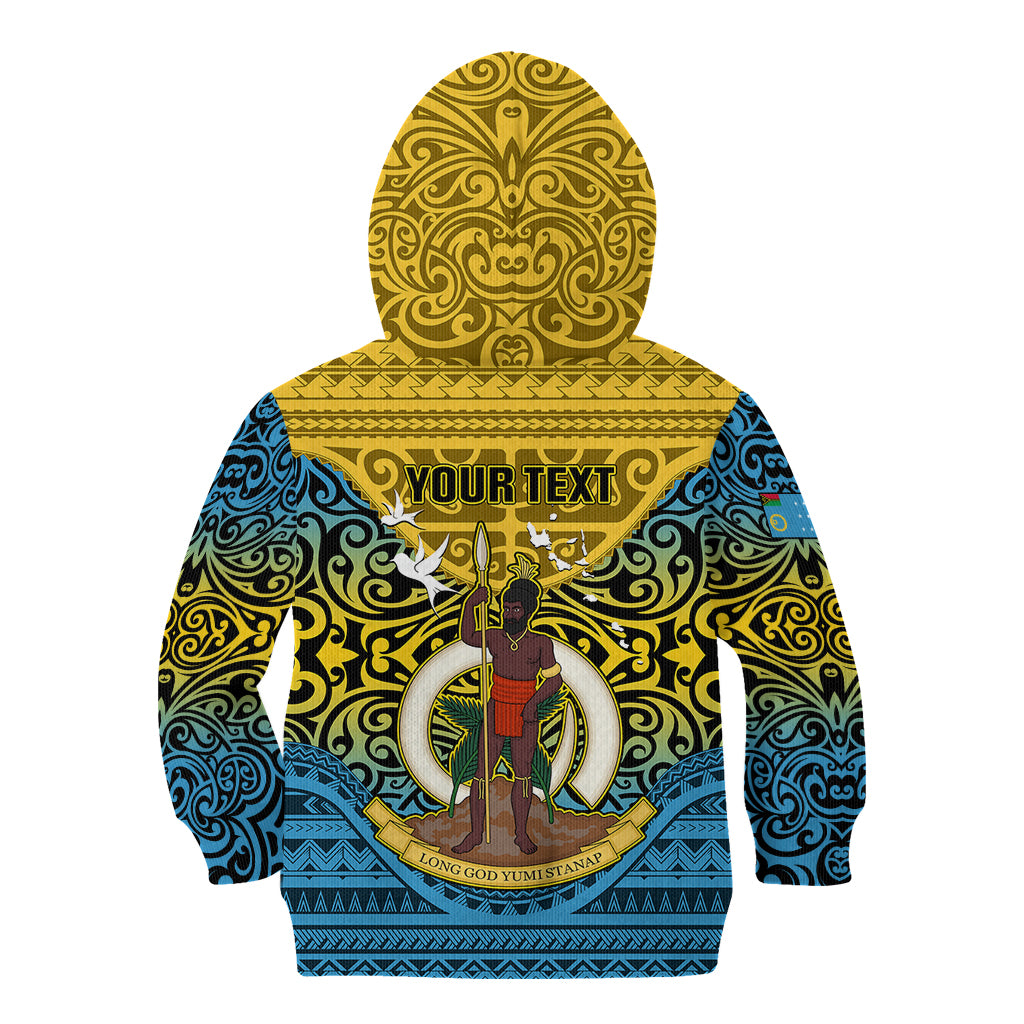 Personalized Vanuatu Sanma Province Kid Hoodie Coat Of Arms And Namele Fern Polynesian Pattern LT05 - Polynesian Pride