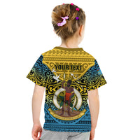 Personalized Vanuatu Sanma Province Kid T Shirt Coat Of Arms And Namele Fern Polynesian Pattern LT05 - Polynesian Pride