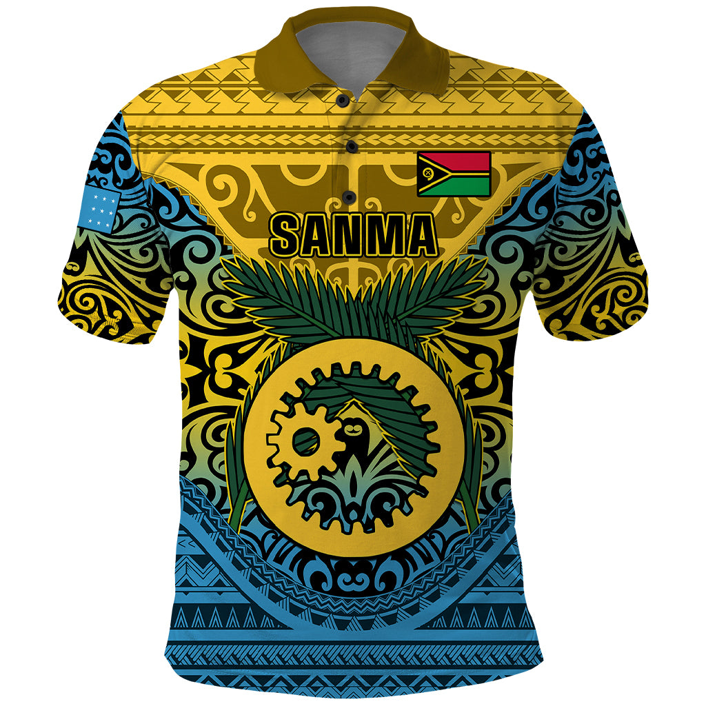 Personalized Vanuatu Sanma Province Polo Shirt Coat Of Arms And Namele Fern Polynesian Pattern LT05 Yellow - Polynesian Pride