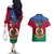 Vanuatu Shefa Province Couples Matching Off The Shoulder Long Sleeve Dress and Hawaiian Shirt Coat Of Arms And Namele Fern Polynesian Pattern LT05 - Polynesian Pride