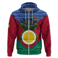 Vanuatu Shefa Province Hoodie Coat Of Arms And Namele Fern Polynesian Pattern LT05 - Polynesian Pride