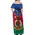 Vanuatu Shefa Province Off Shoulder Maxi Dress Coat Of Arms And Namele Fern Polynesian Pattern LT05 - Polynesian Pride