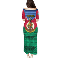 Personalized Vanuatu Shefa Province Puletasi Coat Of Arms And Namele Fern Polynesian Pattern LT05 - Polynesian Pride