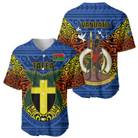 Vanuatu Tafea Province Baseball Jersey Coat Of Arms And Namele Fern Polynesian Pattern LT05 - Polynesian Pride