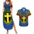 Vanuatu Tafea Province Couples Matching Summer Maxi Dress and Hawaiian Shirt Coat Of Arms And Namele Fern Polynesian Pattern LT05 Blue - Polynesian Pride