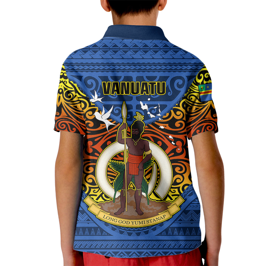 Vanuatu Tafea Province Kid Polo Shirt Coat Of Arms And Namele Fern Polynesian Pattern LT05 - Polynesian Pride