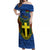 Vanuatu Tafea Province Off Shoulder Maxi Dress Coat Of Arms And Namele Fern Polynesian Pattern LT05 Women Blue - Polynesian Pride