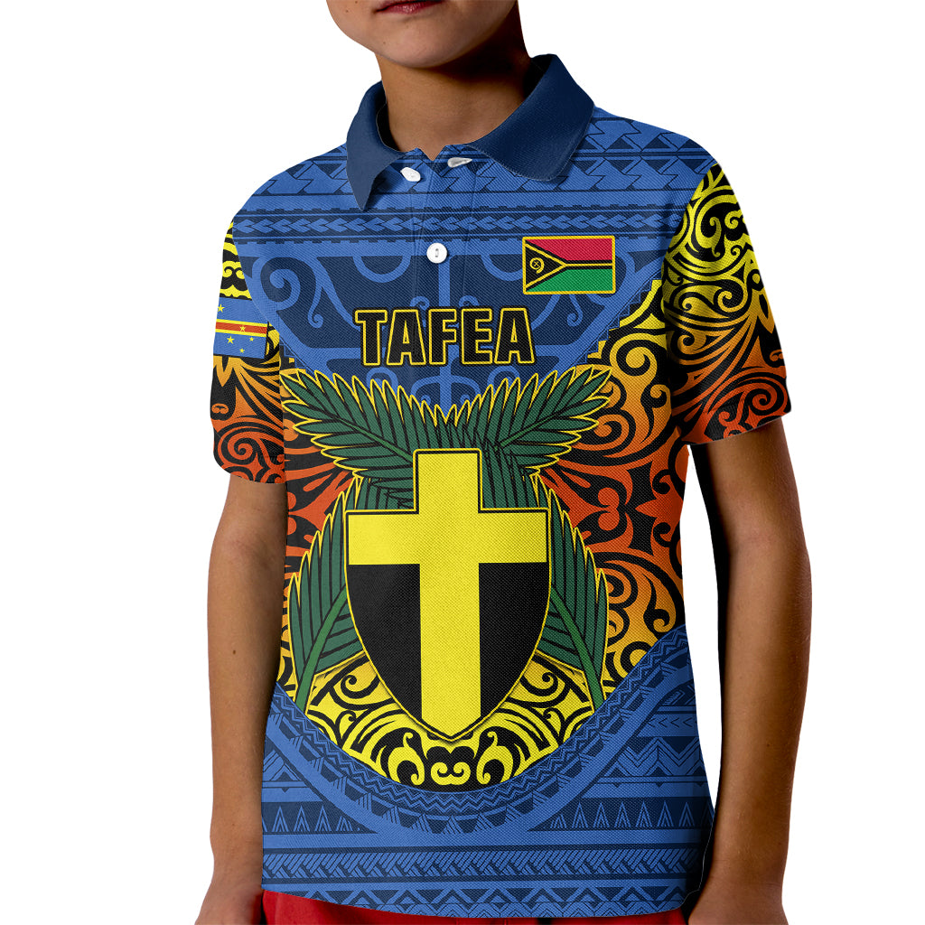 Personalized Vanuatu Tafea Province Kid Polo Shirt Coat Of Arms And Namele Fern Polynesian Pattern LT05 Kid Blue - Polynesian Pride