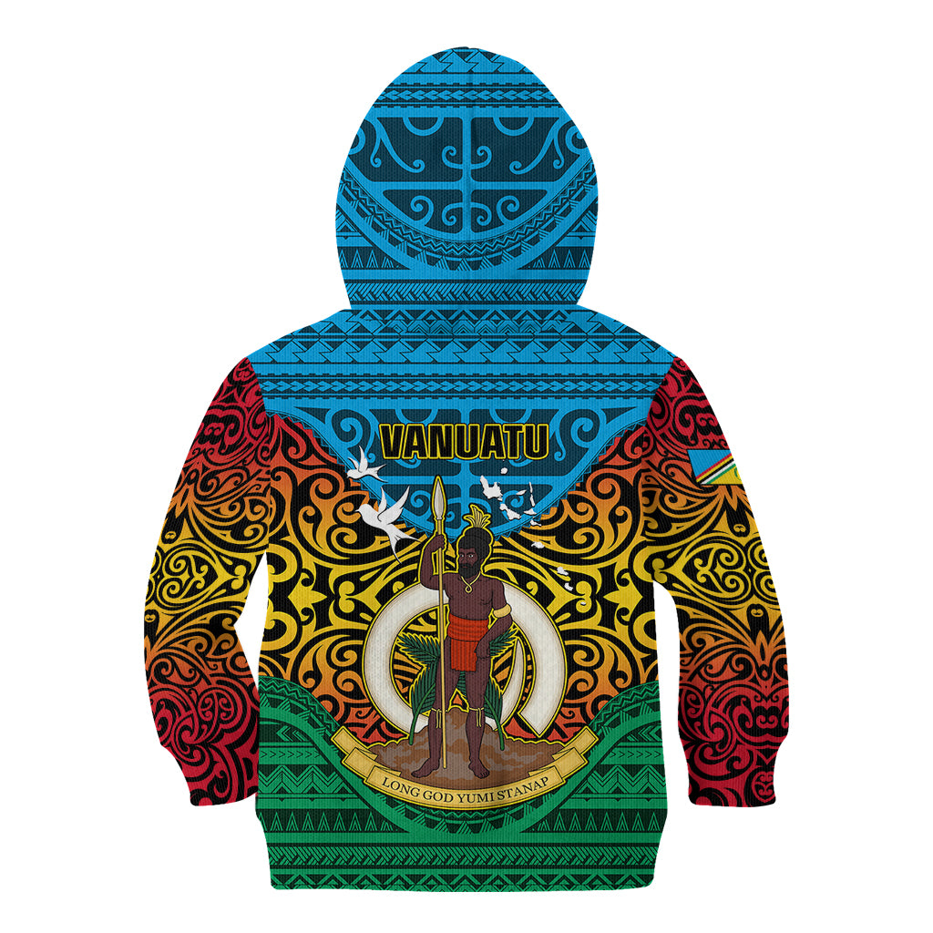 Vanuatu Torba Province Kid Hoodie Vanuatuan Coat Of Arms Polynesian Pattern LT05 - Polynesian Pride