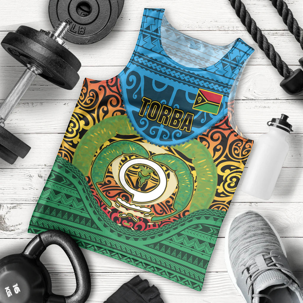 Vanuatu Torba Province Men Tank Top Vanuatuan Coat Of Arms Polynesian Pattern LT05 Green - Polynesian Pride